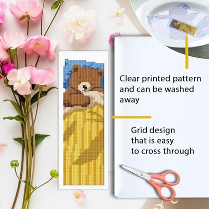 ORIGACH 6 Set Sleepy Animal Friends Cross Stitch Bookmark Kit for Beginner - Image 3