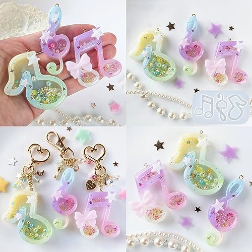 Resin Shaker Molds Set Music Keychain Charm Pack of 8 Silicone Trays Seal Films Precision Tip Applicator Bottle Kits Bundle - Image 3