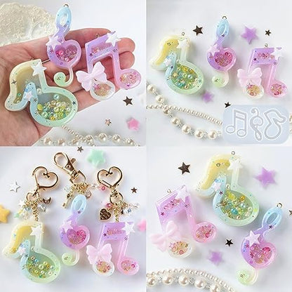 Resin Shaker Molds Set Music Keychain Charm Pack of 8 Silicone Trays Seal Films Precision Tip Applicator Bottle Kits Bundle - Image 3