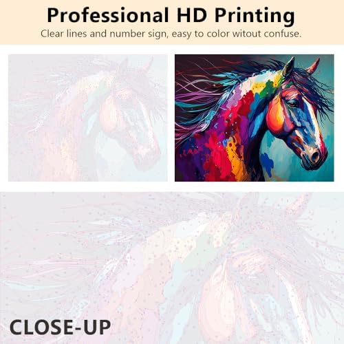 TUMOVO Adults Beginner Horse Paint by Number Kit DIY Acrylic Painting for Adults & Kids Abstract Arts Craft Framed 16 x20 Inch - Image 3