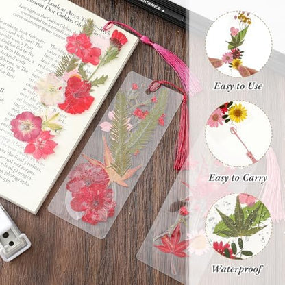 Fuyoooo 376 Pcs Pressed Flower Bookmark Kit,Red,2 x 6 Inch - Image 3