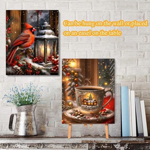 TCDZMYGS 2 Pack Christmas Paint by Numbers Kit for Adults Beginner,Paint by Number Kits Without Frames,DIY Acrylic Oil Painting by Numbers for Home Wall Decor 11.8 x 15.7 inch - Image 2