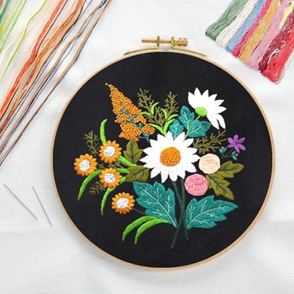CREAWONDER Canvas Tote Bag Embroidery Kit with Pattern for Beginners, Arts and DIY Embroidery Crafts Kits for Adults, Include Instructions, Thimble, Embroidery Hoops, Color Threads and Tool - Image 3