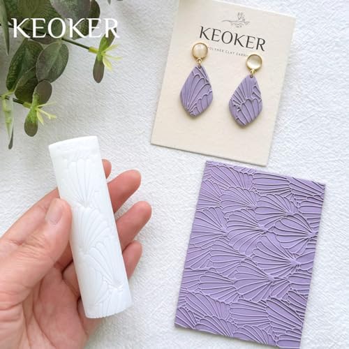KEOKER Polymer Clay Texture Roller, Polymer Clay Roller for Making Earrings, Like Polymer Clay Texture Sheets, Great Work with Polymer Clay Cutters (Boho A), Floral A - Image 2