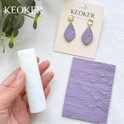 KEOKER Polymer Clay Texture Roller, Polymer Clay Roller for Making Earrings, Like Polymer Clay Texture Sheets, Great Work with Polymer Clay Cutters (Boho A), Floral A - Image 2