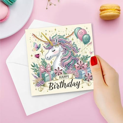 DIY Diamond Greeting Cards Set Christmas, 5D DIY Diamond Art Painting Greeting Card, DIY Christmas Card Making Kits for Family Friends Handmade Gift-#28-Happy Birthday - Image 4