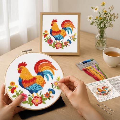 Nuberlic Embroidery Kit for Beginners, Rooster Needlepoint kit - Image 2