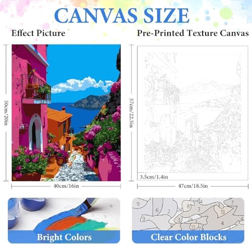 ZRIZQ Landscape Paint by Numbers Kit for Adults Beginner,City Street,16x20 - Image 2