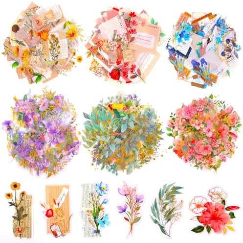 Pengxiaomei 210 Flower Stickers, Self-Adhesive Scrapbooking Stickers by Pengxiaomei