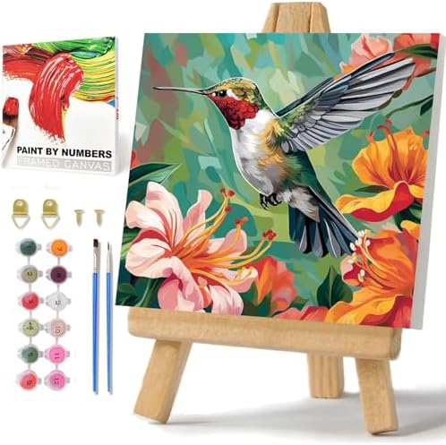 Hummingbird Paint by Numbers Kit for Adults, Paint by Numbers 10x10 Inch by hkejoi