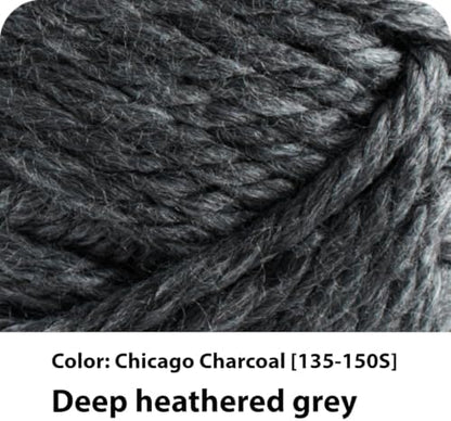 Lion Brand Yarn Hometown Yarn, Super-Bulky Yarn for Knitting, Crocheting, and Crafting, 3 Pack, Chicago Charcoal - Image 2
