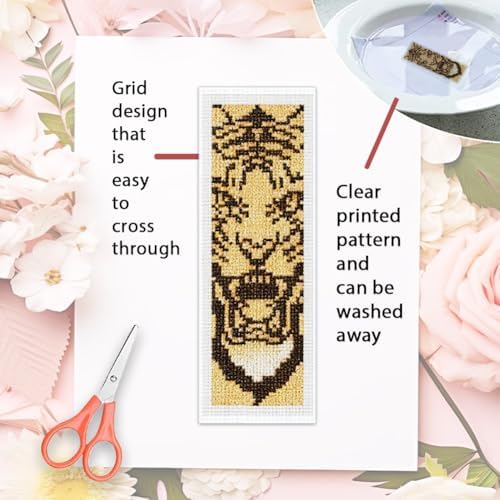ORIGACH 6 Set Inspirational Scripture & Tiger Cross Stitch Bookmark Kit - Image 3