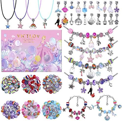 VICTLOV Charm Bracelet Making Kit, DIY Craft for Girls, Unicorn/Mermaid Crafts Gifts Set for Arts and Crafts for Girls Teens Ages 5-12 by VICTLOV