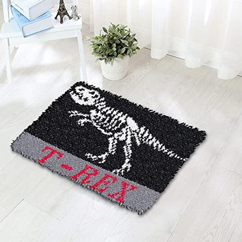 MIAOLLUN Latch Hook Kits for Adults Kids 3D Dinosaur Pattern Printed Canvas Crochet Needlework Craft Rug Cushion Mat Tapestry 20.5X15 Inch, Triceratops - Image 6