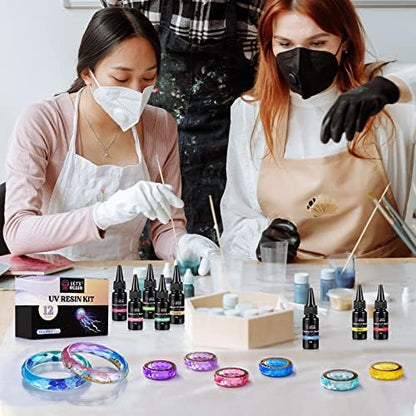 LET'S RESIN UV Resin Kit, 12 Colors Clear Colored UV Resin(20g Each) - Image 6