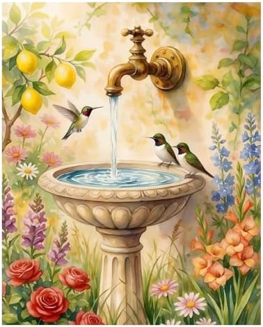 AUKELHJ Paint by Numbers Kit for Adults, Garden Hummingbird, 16X20 Inch by Unknown