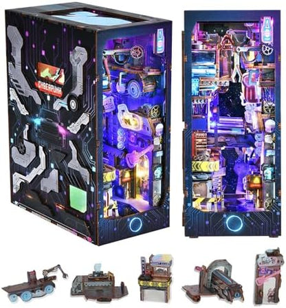 DIY Book Nook Kit,New DIY Dollhouse Booknook Bookshelf Insert Decor,3D Wooden Puzzles with LED,Book Nook Miniature Kit,Birthday Easter Home Decor for Teens Adult-Endless Dimensions by IBOHEYE
