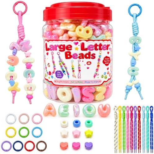 Kasmena 420Pcs Chunky Large Letter Beads DIY Keychain & Bracelet Making Kit by Kasmena