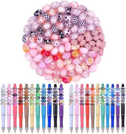 Aipridy Large Hole European Beads, Craft Supplies Kit，Assorted Mixed Color Lampwork Spacer Beads for DIY Bracelet Jewelry Making (100, Pink) - Image 2
