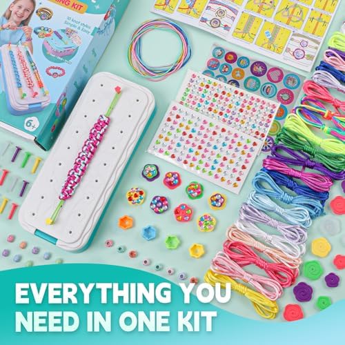DDAI Bling Bracelet Kit for Girls Age 7-12 – Sparkly Friendship Craft Set with Gems, Threads & Stickers – Birthday Gift for 8 9 10 11 Year Old Girls & Holiday Surprise - Image 4