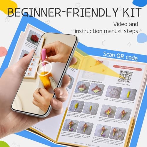 OEHPICC Needle Felting Kit, 7 Pcs Flower Bookmark Felting Kit for Adults - Image 4
