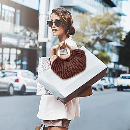 ACRNIGHEET Crochet Bag Kit for Adults Coffee Colored Handbag Crochet Kit for Beginners Knitting Purse Starters Set DIY Craft Making Kit with Step-by-Step Instructions and Video Guidance - Image 4