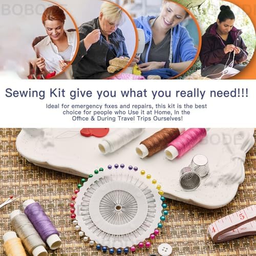 Rose Floral Sewing Kit with 130 PCS Sewing Supplies Accessory,PU Zipper Sewing Needles Set, Professional Travel Sewing Kit for Adults,Emergency, Beginners - Image 4