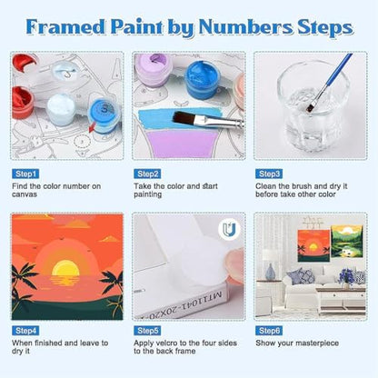 Canrichshop 4 Framed Landscape DIY Paint by Numbers Kit for Adults Beginner,Sunset Easy Painting by Number with Canvas,Acrylic Paint Kit Arts and Crafts for Adults for Decor 8x8inch - Image 7