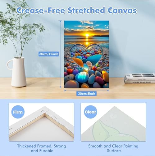 Bowetile Framed Paint by Numbers Sea for Adults Beginners, Adults' Paint-by-Number Landscape Kits, Easy Adult Paint by Number Kits on Canvas, Acrylic Number Painting for Home Decor, 8x12in - Image 3