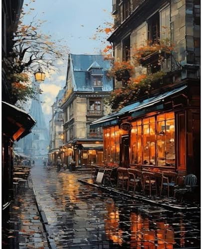 PRASIO Paint by Numbers Kit for Adults Beginner, Street View Adult Paint by Number Kits on Canvas, DIY Acrylic Watercolor Oil Paint by Number for Adults for Home Decor Gift 16x20 Inch by Unknown