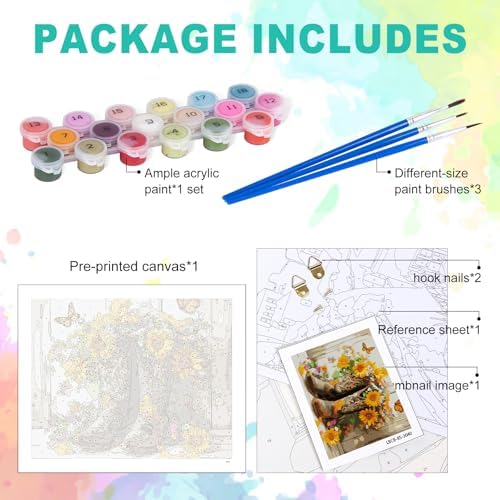 Paint by Numbers Kit for Adults, Cowgirl Boots Sunflower, 16 x 20 Inch - Image 4
