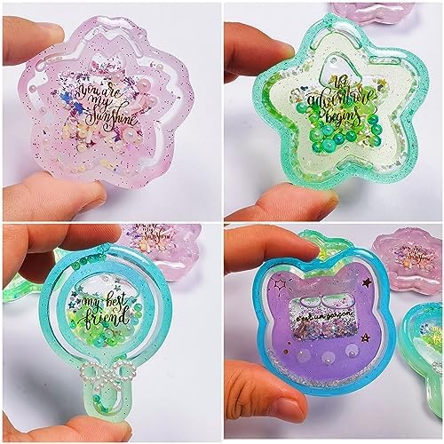 Resin Shaker Molds Set Kawaii Keychain Charms Pack of 9 Epoxy Silicone Trays Precision Tip Applicator Bottle Kit Bundle - Image 5