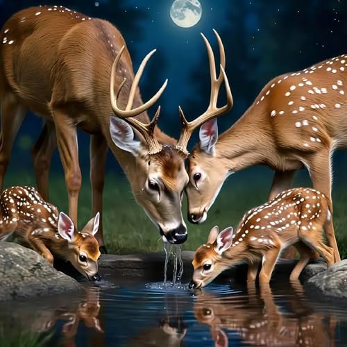 VIGEGU Deer Paint by Numbers Kit for Adults Beginner,Easy Adult Paint by Number Kits on Canvas DIY Painting for Beginners Art by Numbers for Home Wall Decor 16x16 Inch by VIGEGU