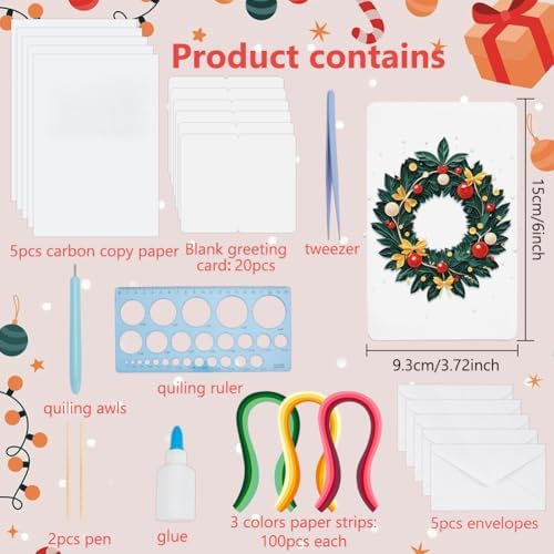 WEBEEDY 20 Sets Christmas Gnomes Paper Quilling Kit DIY Card Making Kit with Instruction for Adult Beginner Handmade 3D Christmas Trees Gnomes Greeting Card for Party Holiday Decor Gift - Image 2
