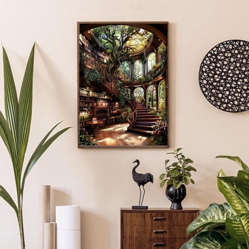 Forest Library Paint by Numbers Kit for Adults Beginner (Without Frame) - Image 2