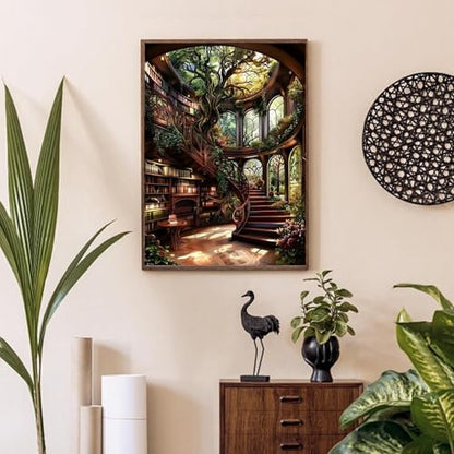 Forest Library Paint by Numbers Kit for Adults Beginner (Without Frame) - Image 2