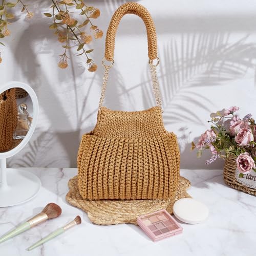 ACRNIGHEET Crochet Bag Kit for Beginners Adults Tote Bag Knitting Kit with Yarn and Hook Boho DIY Craft Kits Gift for Adults with Video Guide Tutorial Crochet Starter Kit (Khaki) - Image 5