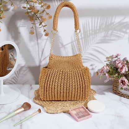 ACRNIGHEET Crochet Bag Kit for Beginners Adults Tote Bag Knitting Kit with Yarn and Hook Boho DIY Craft Kits Gift for Adults with Video Guide Tutorial Crochet Starter Kit (Khaki) - Image 5