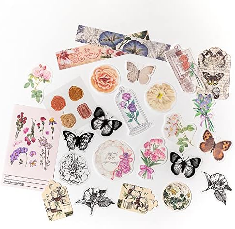 Alideco 260pcs Vintage Scrapbook Stickers Scrapbooking Paper Washi Junk Journaling Supplies Collage Album Aesthetic Cottagecore Picture Frames(Flowers Butterfly) - Image 6