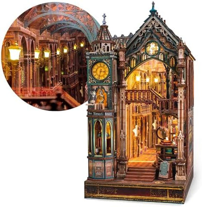 FUNPOLA Magic Library Book Nook Kit – LED 3D Wood Puzzle with Infinity Mirror – DIY Bookshelf Decor, Miniature Craft Gift for Adults by FUNPOLAHomeDecor3DPuzzles