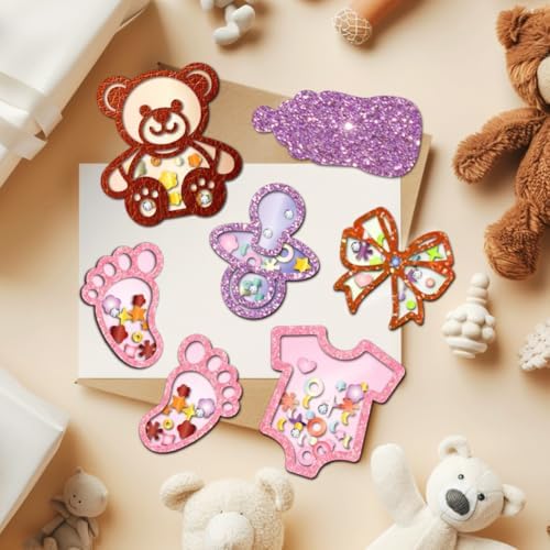 MAYJOYDIY Newborn Die Cuts for Card Making Cute Bear Bow Tie Footprints Metal Cutting Dies Onesie Embossing Cutting Stencil for Scrapbooking Craft Paper Birthday Card Gift Decoration - Image 3