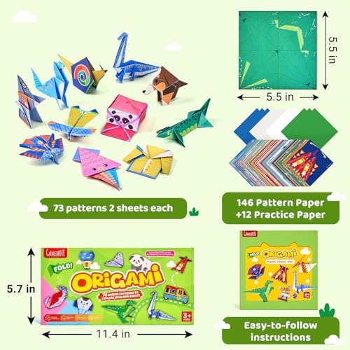 GAMENOTE Origami Kit for Kids Ages 8-12, 72 Adventure Projects, 180 Sheets - Image 2