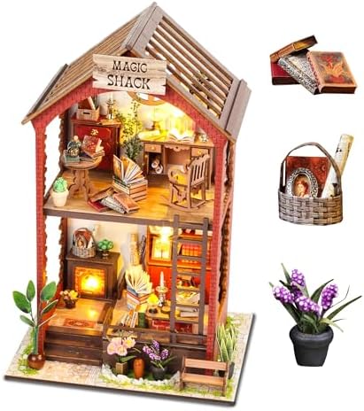 DIY Book Nook Kit, Miniature Dollhouse Booknook Kit with Light, Library by Weservehomeforbetterlife