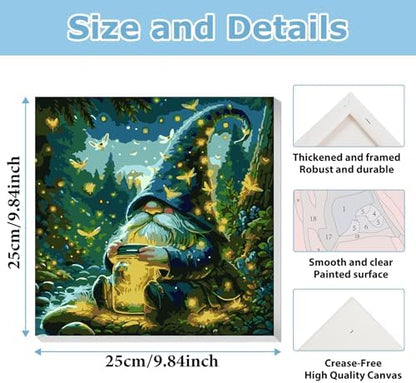 Gnome Paint by Numbers Kit for Adults Beginner, Paint by Numbers 10x10 Inch - Image 3