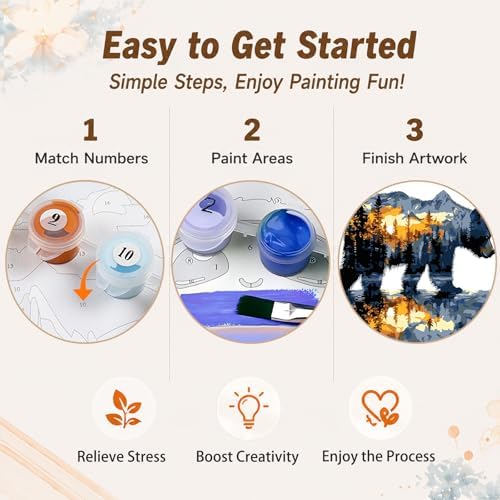 AUKELHJ Framed Paint by Numbers Kit for Adults, Bear, 10x10 inch - Image 6
