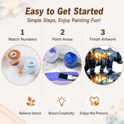 AUKELHJ Framed Paint by Numbers Kit for Adults, Bear, 10x10 inch - Image 6