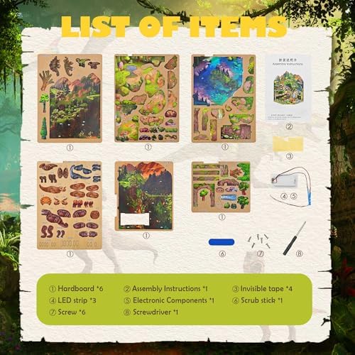 Book Nook Kit, Dinosaur Secret Realm 3D Wooden Puzzle Diorama - Image 6