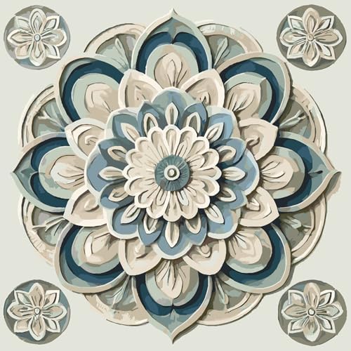ColourMost's Original Paint by Numbers Kits-Serenity Mandalas #01 (16"x16" / 40x40cm) Includes Paints, Canvas, and Brushes, Perfect for Beginners and Advanced Painters (Unframed Canvas) by Unknown