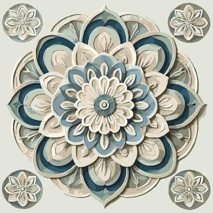 ColourMost's Original Paint by Numbers Kits-Serenity Mandalas #01 (16"x16" / 40x40cm) Includes Paints, Canvas, and Brushes -Wood-Framed Canvas (Pre-Stretched) by Unknown