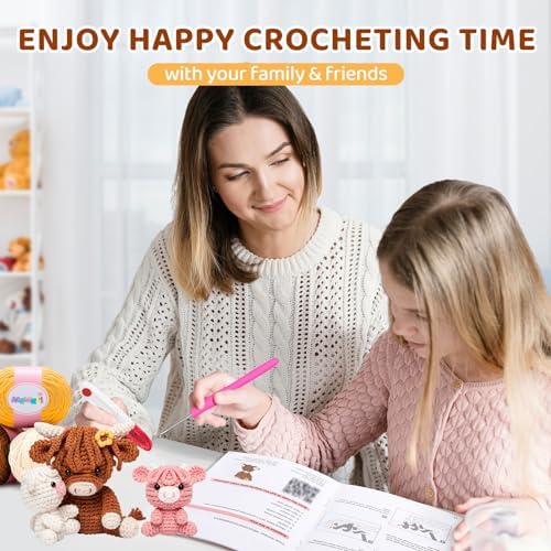 Mewaii Crochet Kit for Beginners, 3 Pack Highland Cows Craft Set - Image 5